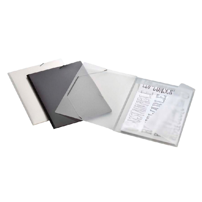 Elastomap Djois college file A4 3 klepppen PP zwart