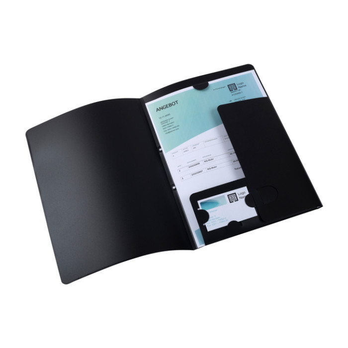 Offertemap Oxford A4 met insteektas 2 kleppen 0.5mm PP zwart