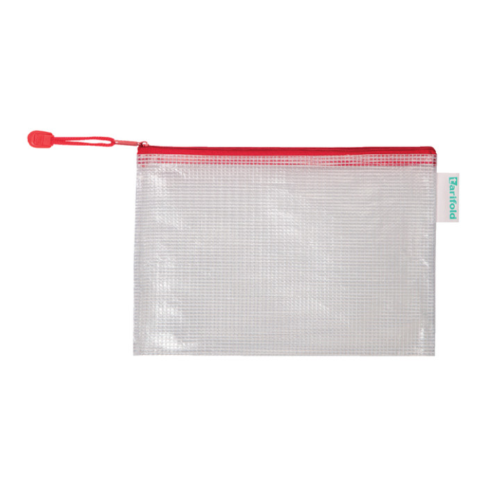 Opbergtas Tarifold met rits 235x165mm PVC rood