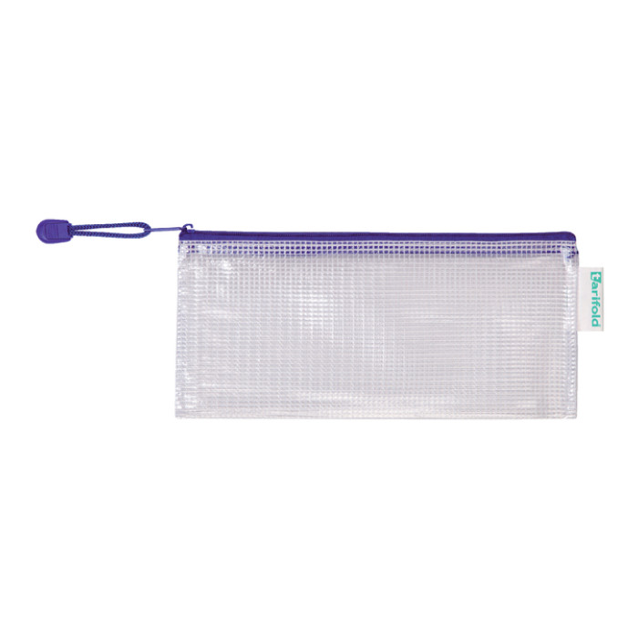 Opbergtas Tarifold met rits 250x115mm PVC blauw