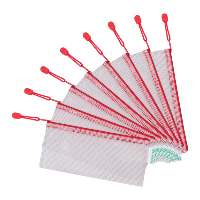 Opbergtas Tarifold met rits 250x115mm PVC rood