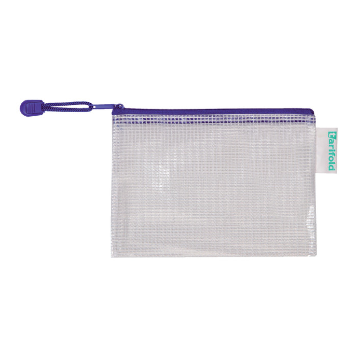 Opbergtas Tarifold met rits 175x125mm PVC blauw