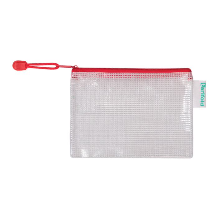 Opbergtas Tarifold met rits 160x110mm PVC rood