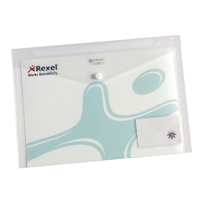 Enveloptas Rexel ice A4 + visitekaart transparant 5 stuks