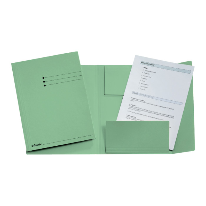 Dossiermap Esselte A4 3 kleppen manilla 275gr groen