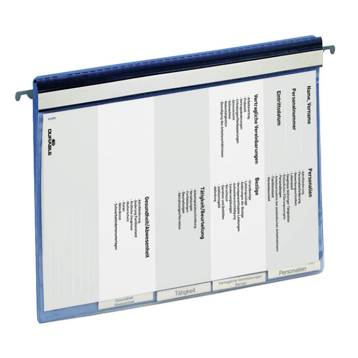 Personeelsmap Durable 5 vakken + hangrail blauw