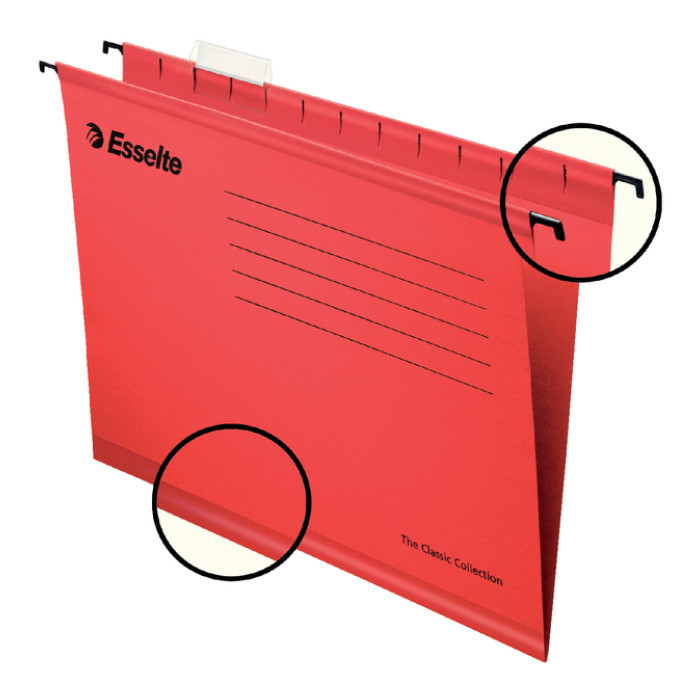 Hangmap Esselte Classic folio V-bodem 382x240mm rood