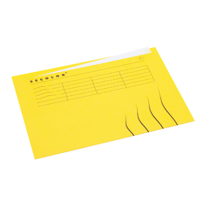 Vouwmap Secolor met tabrand A4 100% gerecycled karton 250gr Geel