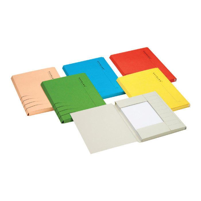 Dossiermap Secolor A4 3 kleppen 100% gerecycled karton 250 gr geel