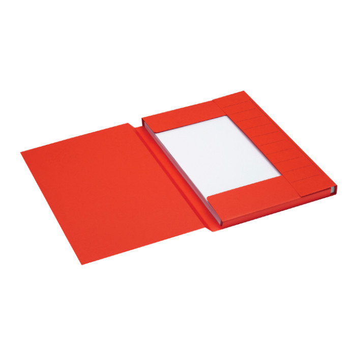 Dossiermap Secolor folio 3 klep 100% gerecycled karton 250 gr rood