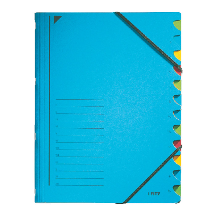 Sorteermap Leitz 12 tabbladen karton blauw