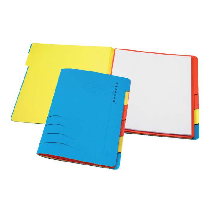 Sorteermap Secolor sixtab 6 tabbladen 100% gerecycled karton 250 gr blauw