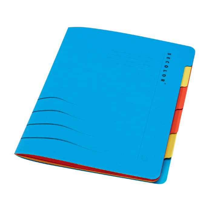 Sorteermap Secolor sixtab 6 tabbladen 100% gerecycled karton 250 gr blauw
