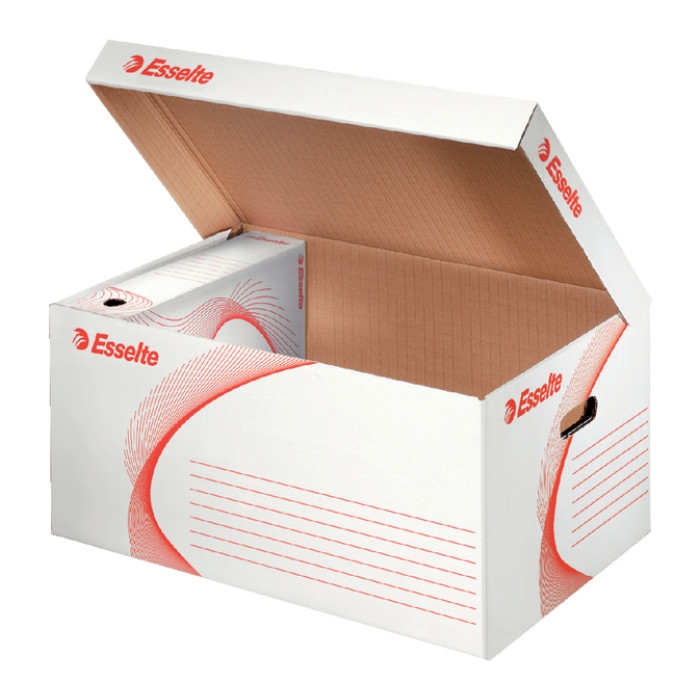Archief- en transportdoos met deksel Esselte 560x265x380mm wit