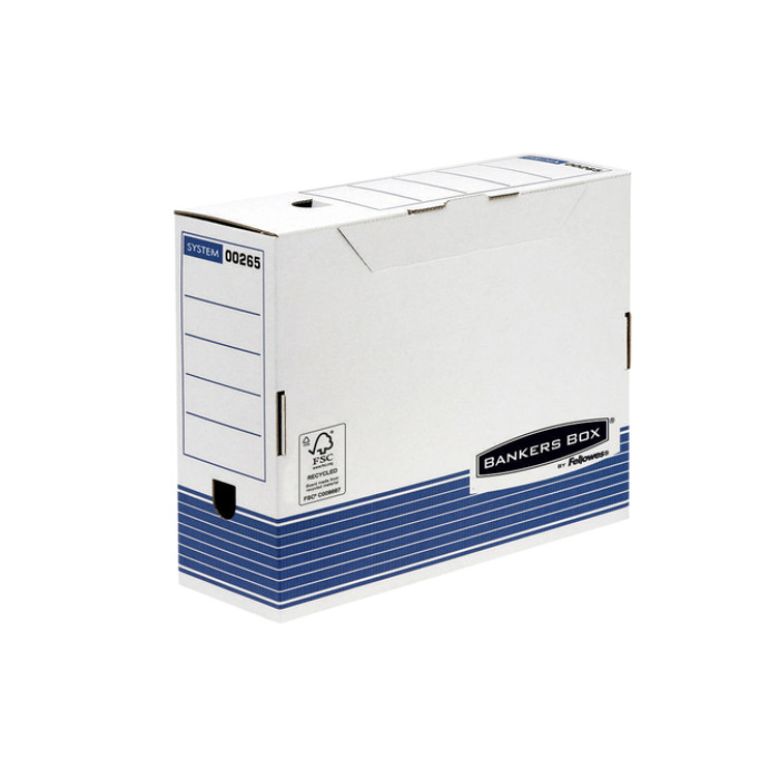 Archiefdoos Bankers Box System A4 100mm wit blauw