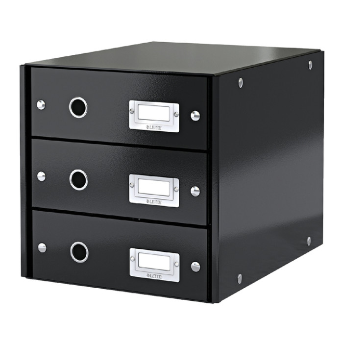 Ladenkast Leitz Click & Store WOW 3 laden gerecycled karton zwart