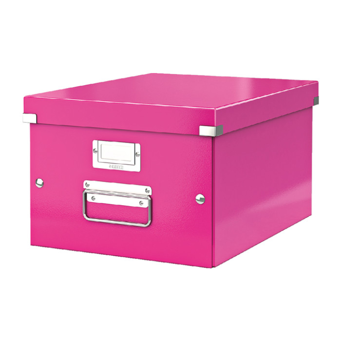 Opbergdoos Leitz Click & Store WOW middel gerecycled karton 281x200x370mm roze