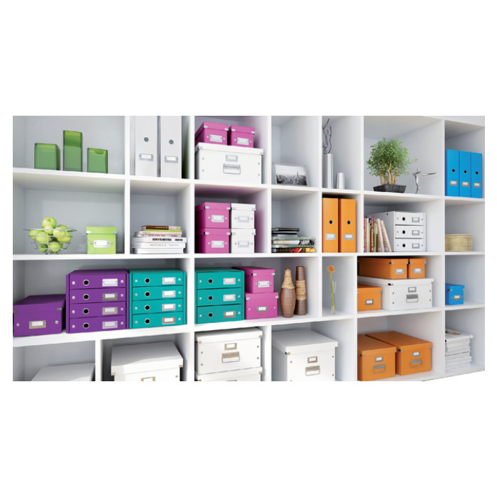 Opbergdoos Leitz Click & Store WOW middel gerecycled karton 281x200x370mm paars