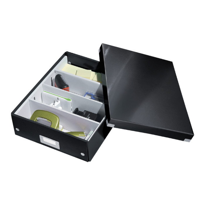 Opbergdoos Leitz Wow Click & Store organiser 280x100x370mm middel gerecycled karton zwart