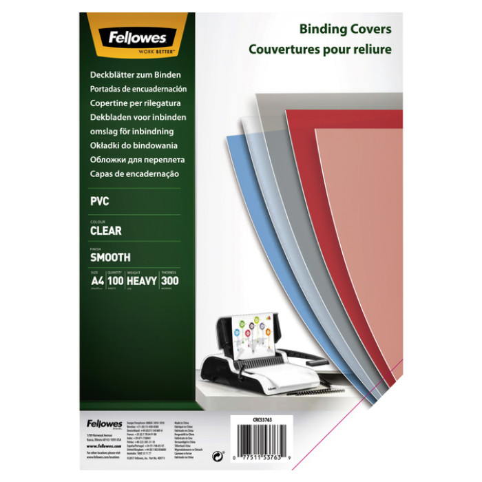 Voorblad Fellowes A4 PVC 300micron 100 stuks