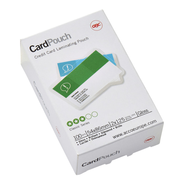 Lamineerhoes GBC creditcard 54x86mm 2x125micron 100 stuks