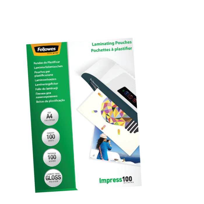 Lamineerhoes Fellowes A4 2x100micron glans 100 stuks