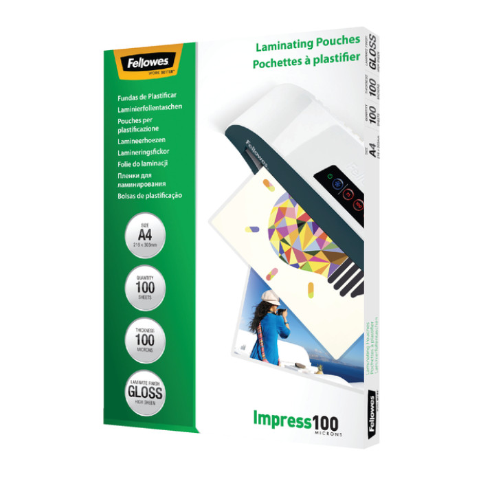 Lamineerhoes Fellowes A4 2x100micron glans 100 stuks