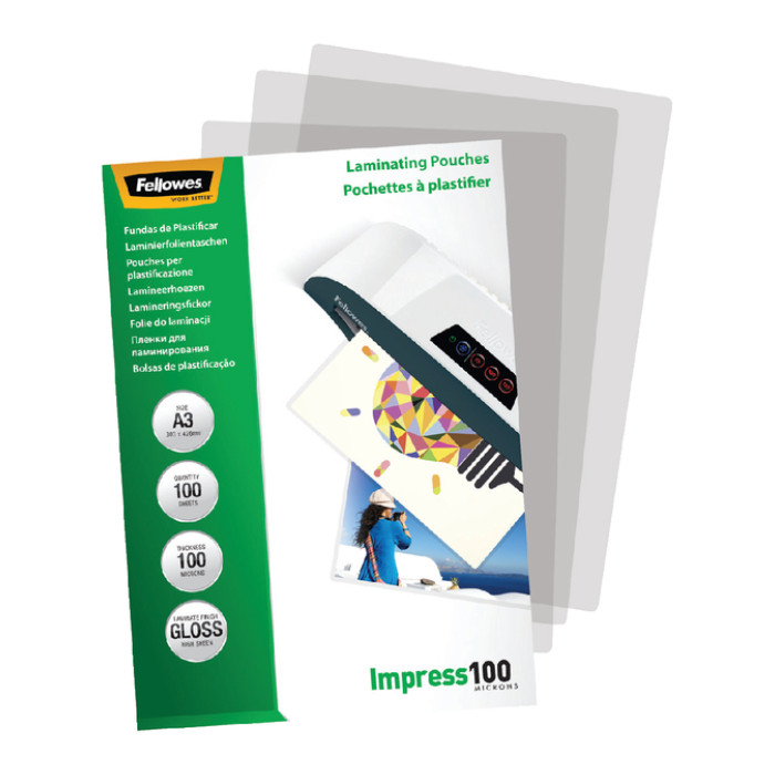 Lamineerhoes Fellowes A3 2x100micron glans 100 stuks