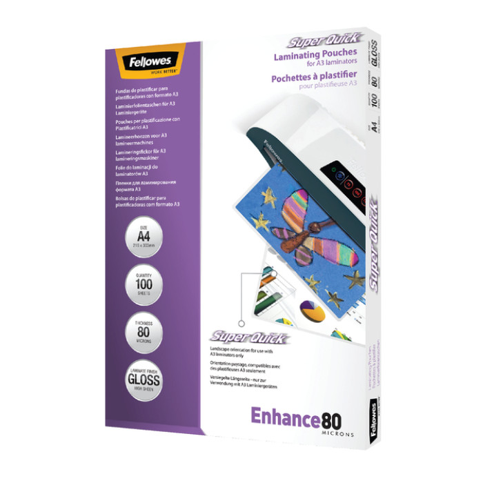 Lamineerhoes Fellowes A4 Superquick 2x80micron 100 stuks