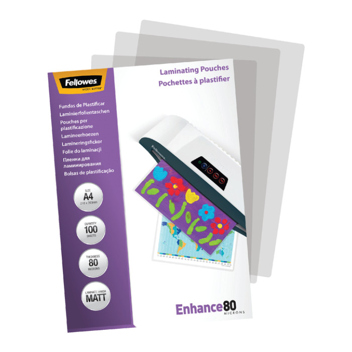 Lamineerhoes Fellowes A4 2x80micron mat 100 stuks