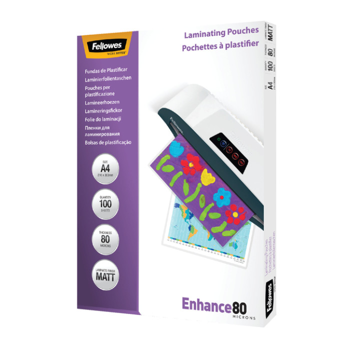 Lamineerhoes Fellowes A4 2x80micron mat 100 stuks