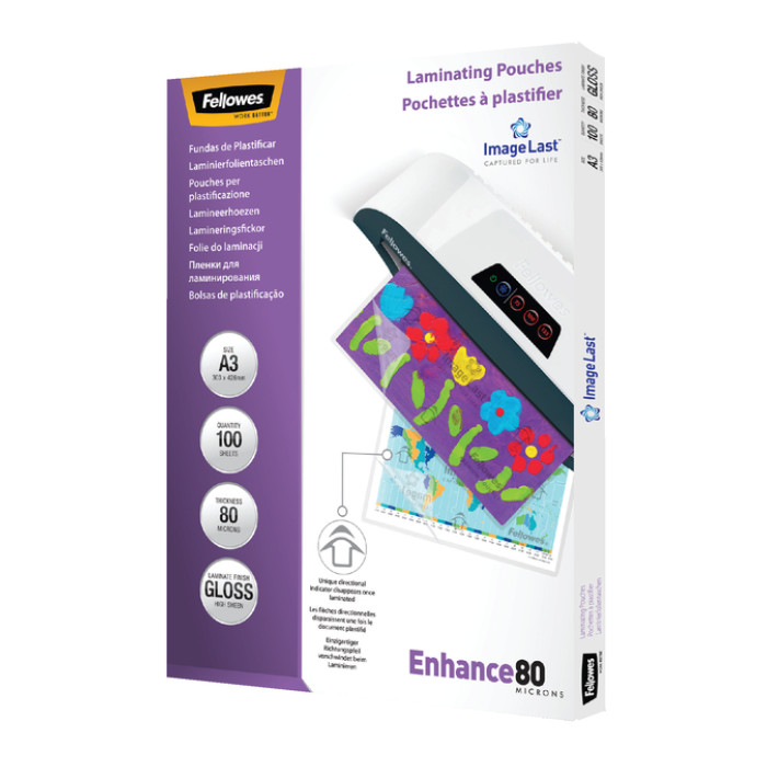 Lamineerhoes Fellowes A3 2x80micron glans 100 stuks