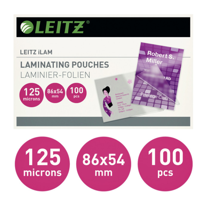 Lamineerhoes Leitz iLAM 54x86mm 2x125micron EVA 100 stuks
