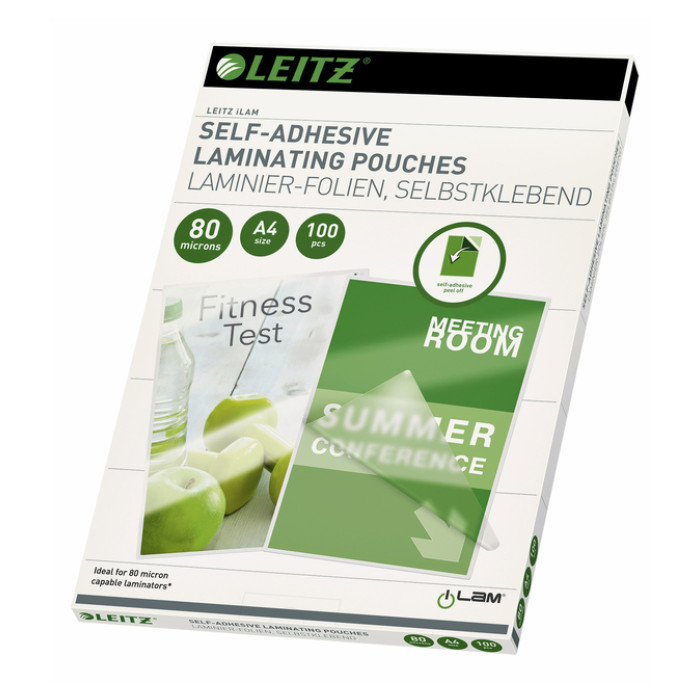 Lamineerhoes Leitz iLAM A4 zelfklevend 2x80micron EVA 100 stuks