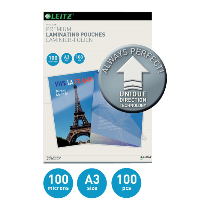 Lamineerhoes Leitz iLAM A3 2x100micron 100 stuks