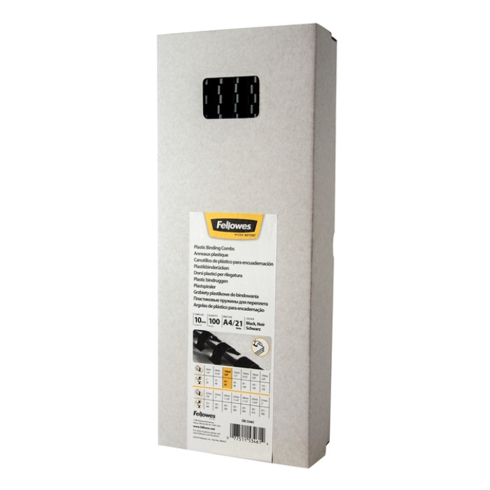 Bindrug Fellowes 10mm 21rings A4 zwart 100 stuks