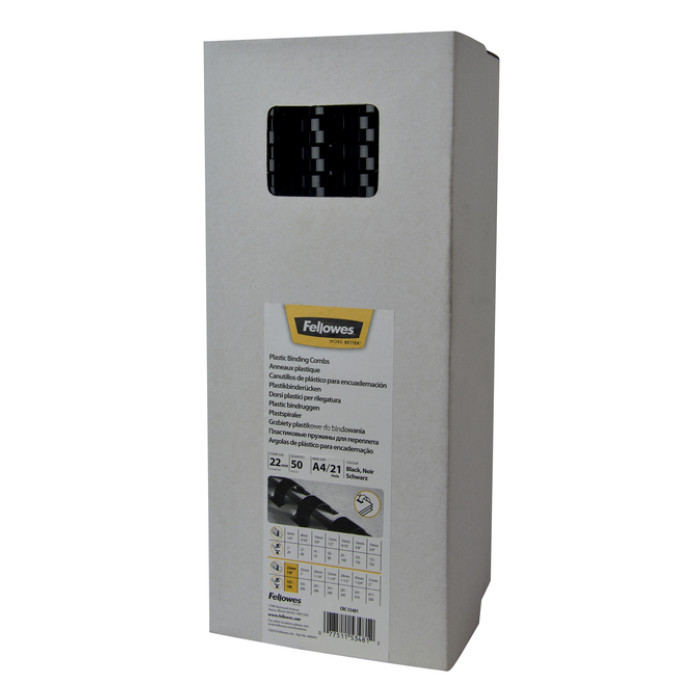 Bindrug Fellowes 22mm 21rings A4 zwart 50 stuks