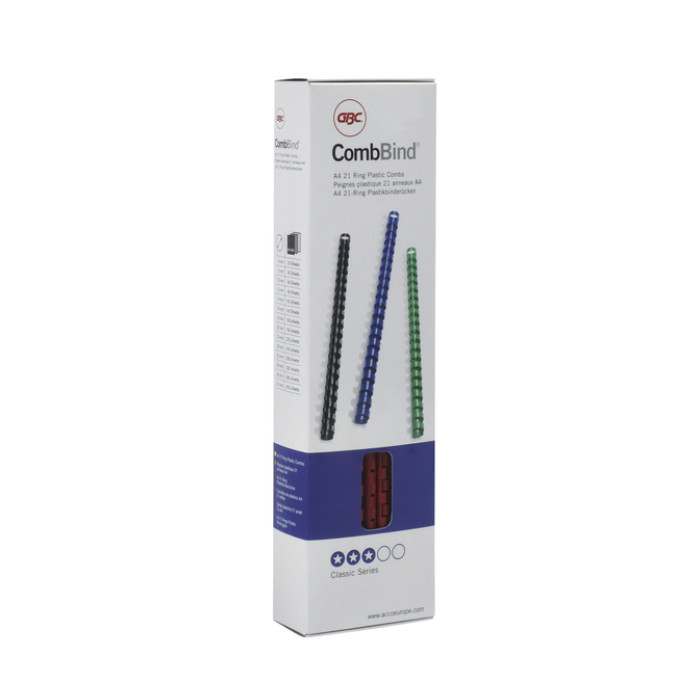 Bindrug GBC 10mm 21rings A4 rood 100 stuks