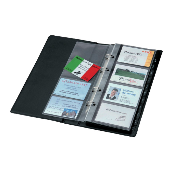 Visitekaartringband Sigel VZ300 voor 200 kaarten 90x58mm kunststof zwart