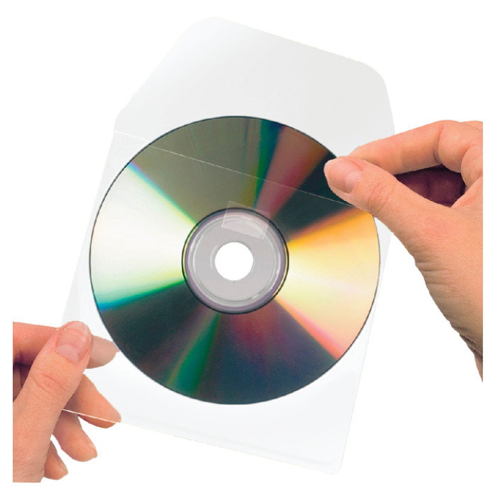 Cd/dvd Hoes Djois 127x127mm met klep zelfklevend transparant 100 stuks