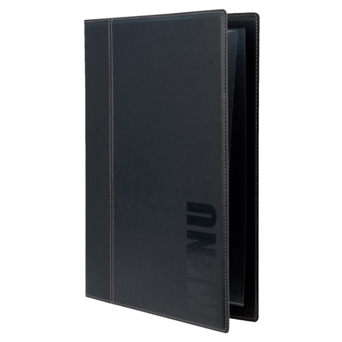 Menukaart Securit Trendy A4 1 x 2 tassen zwart
