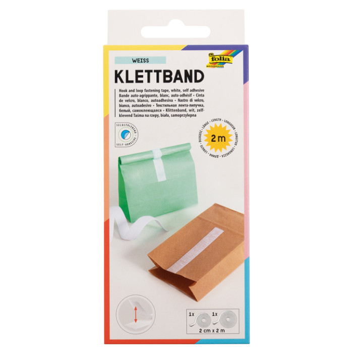 Klittenband Folia 20mmx2m wit 2 rollen