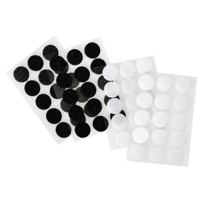 Klittenband Folia rond 2cm 15 stuks zwart 15 stuks wit