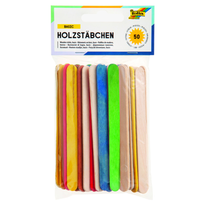 Stokje Folia hout assorti 50 stuks