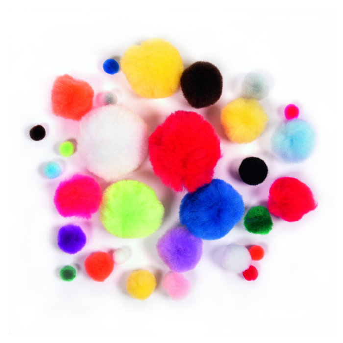 Pompon Folia 30 stuks diverse kleuren en afmetingen 30 stuks