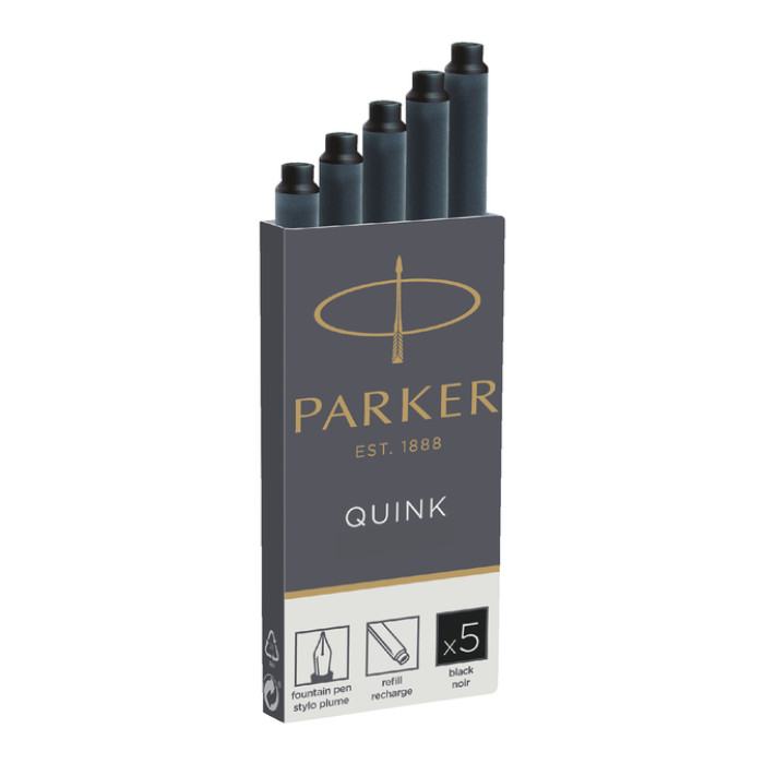 Inktpatroon Parker Quink permanent zwart pak à 5 stuks