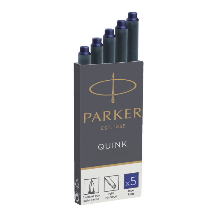 Inktpatroon Parker Quink permanent blauw pak à 5 stuks
