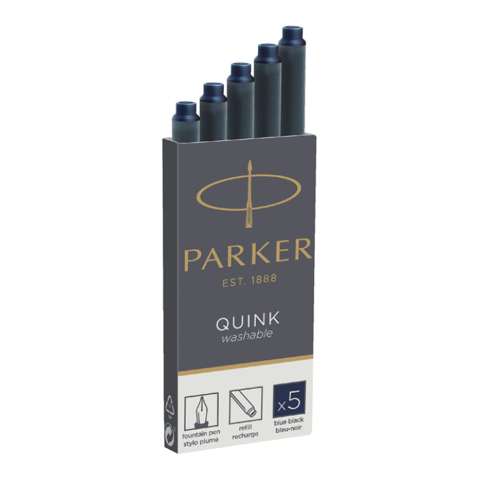 Inktpatroon Parker Quink permanent blauwzwart pak à 5 stuks