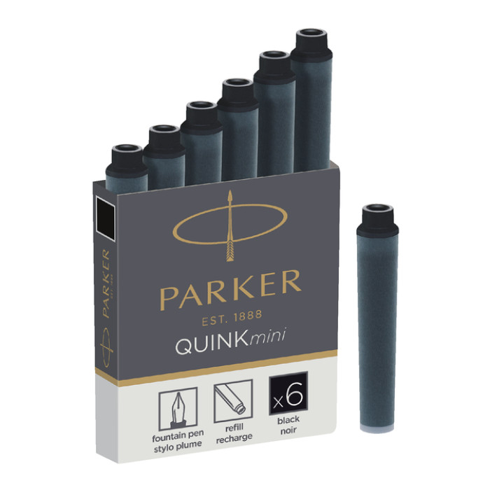 Inktpatroon Parker Quink mini tbv Parker esprit zwart pak à 6 stuks