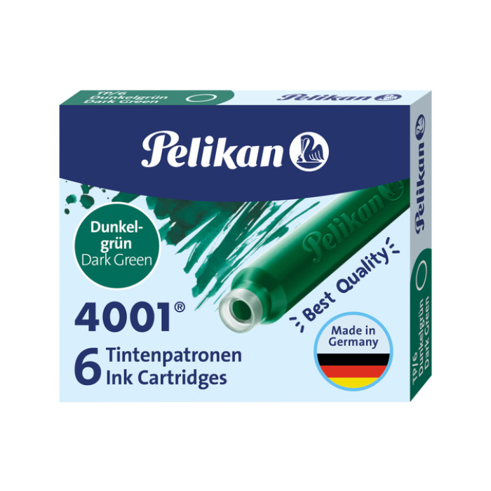 Inktpatroon Pelikan 4001 donkergroen 6 stuks